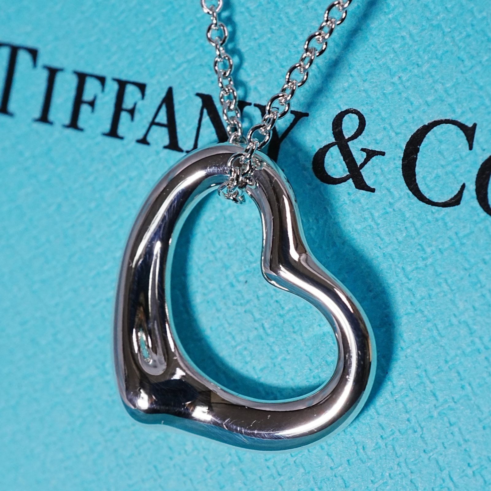 極美品22mm ティファニー ラージオープンハート ネックレス/25-991S