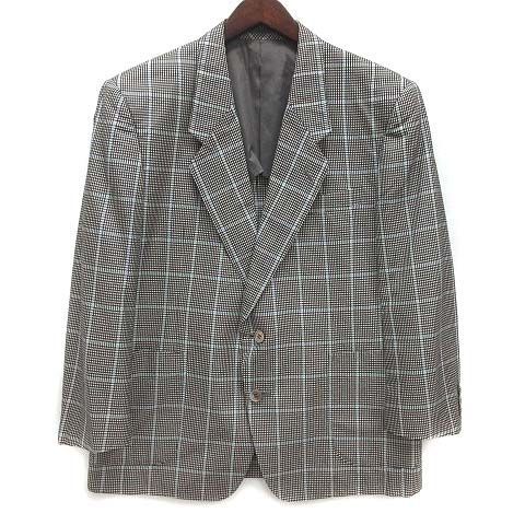 美品【LANVIN】シルク100％ シアサッカー テーラード チェック ランバン LANVIN シアサッカー シルク チェック テーラード ジャケット