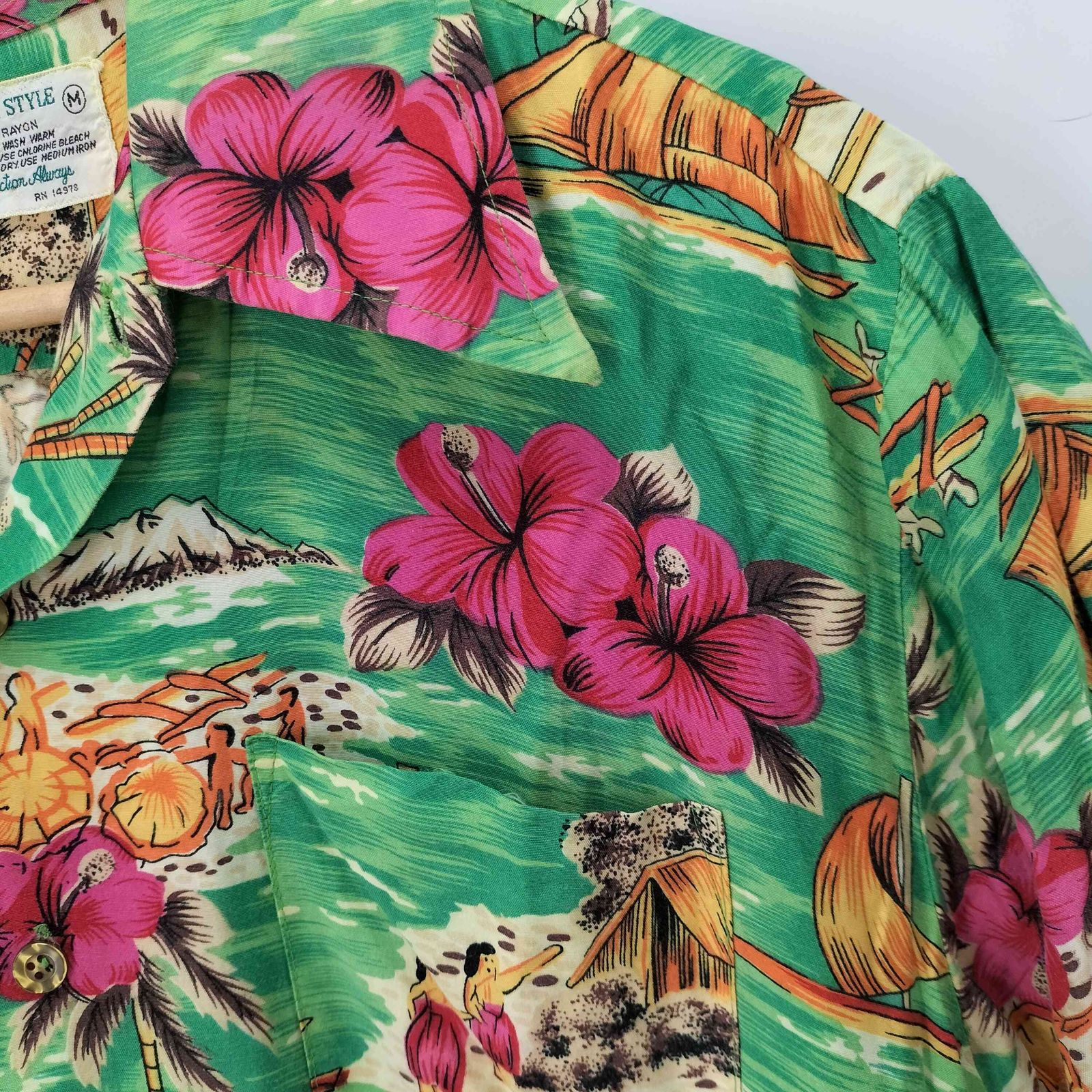 ユーズドフルギ USED古着 70S Hawaiian Style 韓国製 レーヨン