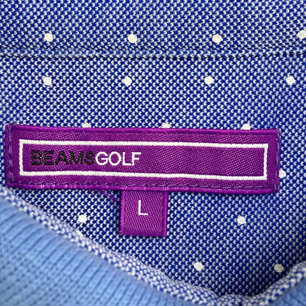サイズ：L BEAMS GOLF ビームスゴルフ 半袖ポロシャツ ドット柄 ブルー
