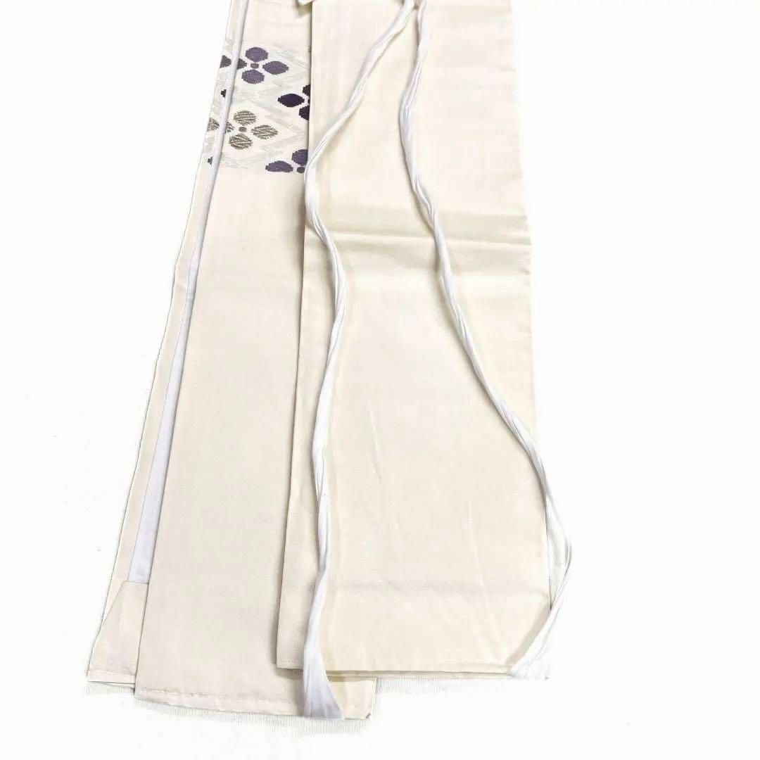 定番のお歳暮 付け帯 作り帯 d 034a 着物 白地 銀糸 花模様 花菱 松皮菱 着物・浴衣