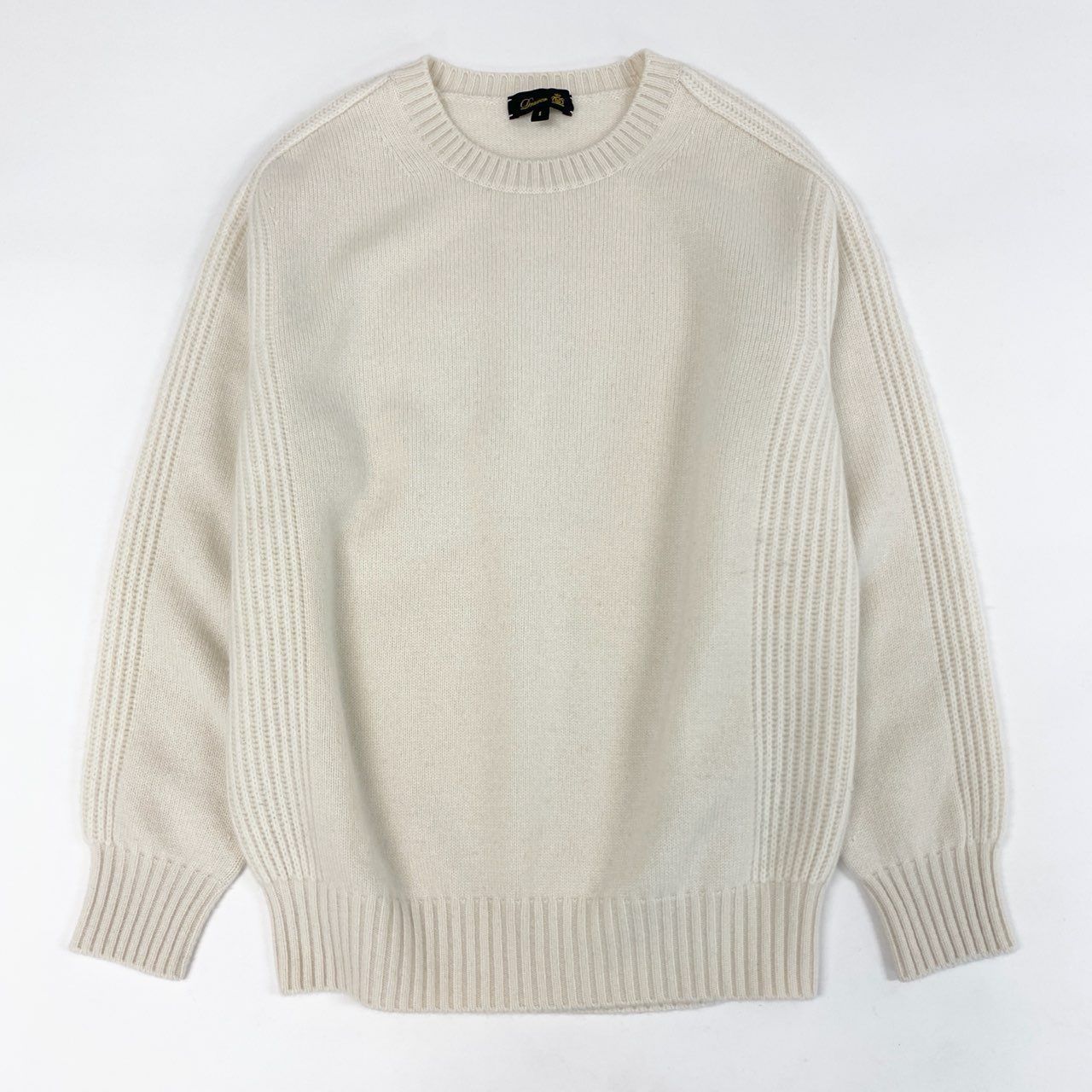 67d21 Drawer ドゥロワー 14G カシミヤ クルーネック ニットセーター トップス 1 クリーム カシミア100％