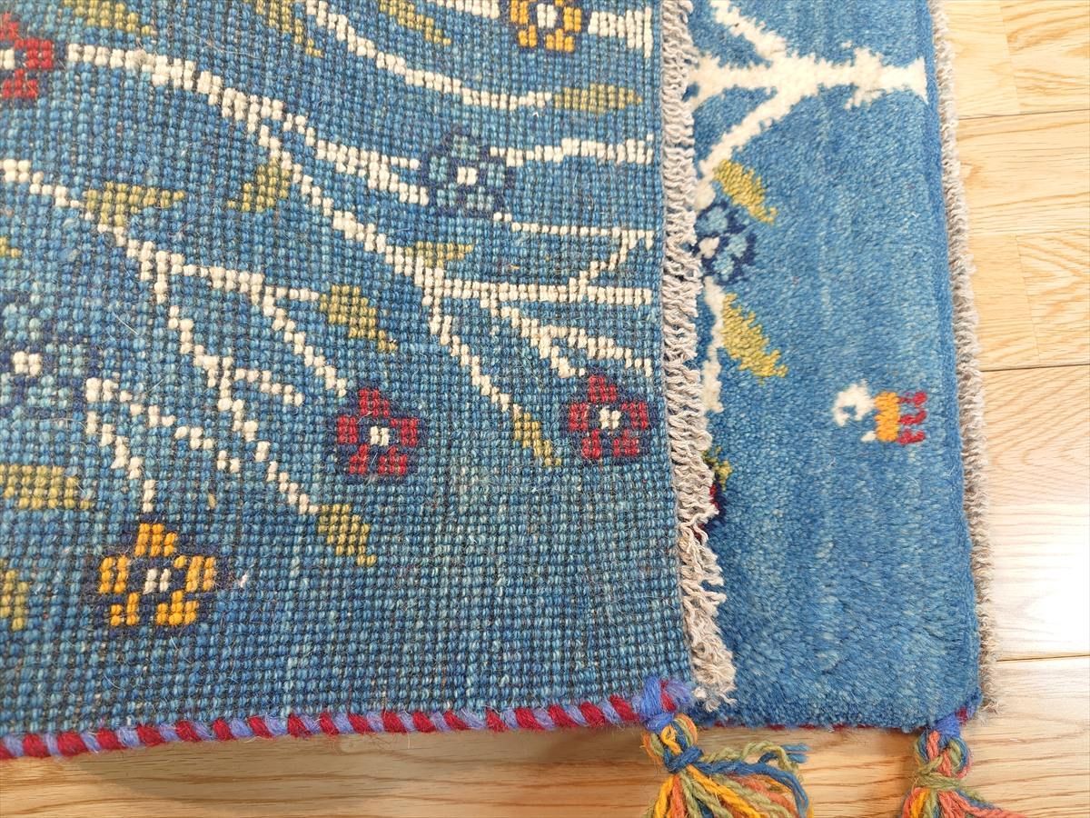 ペルシャ ギャッベ 玄関マット ラグ 84x60㎝ 美しい生命の木 青色 RJ6853 MARWIL-DEMENAGEMENTS_CH