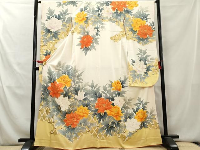 平和屋着物□豪華振袖 駒刺繍 枝花文 金彩 やまと誂製 正絹 逸品