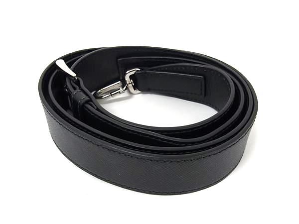 PRADA プラダ サフィアーノレザー バッグ用 ショルダーストラップ クロスボディ ブラック系 FS4734