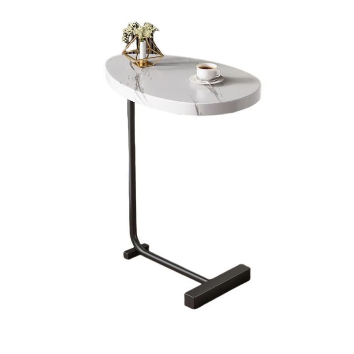 サイドテーブル おしゃれ 機能的 楕円プレート 平面 黒脚 高さ72cm  