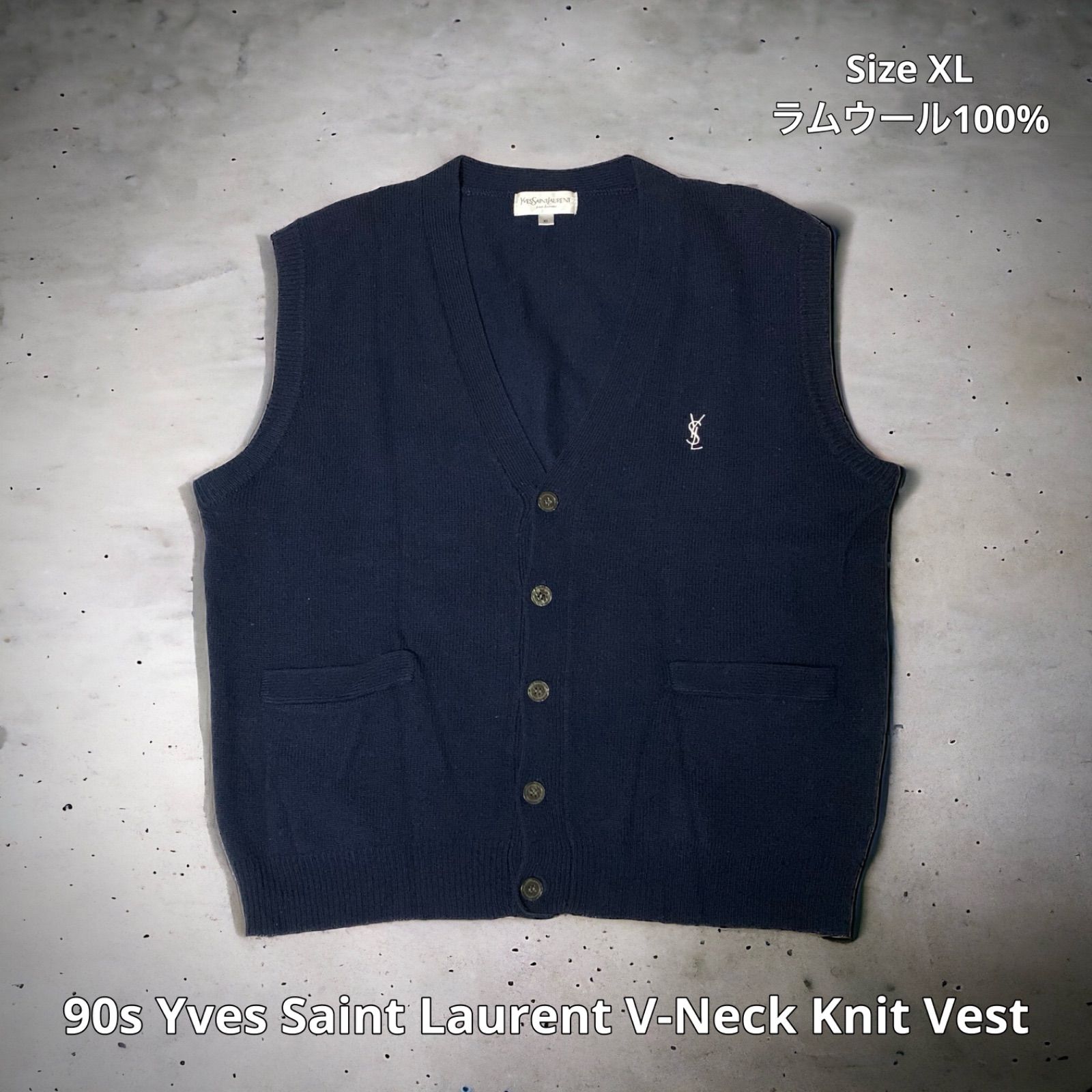 90s Yves Saint Laurent V-Neck Knit Vest イブサンローラン Vネック 