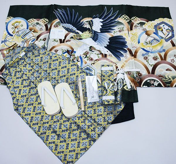 七五三 五歳 男児 羽織袴フルセット 羽織 袴 紋袴 綸子地 M寸 豪華絢爛