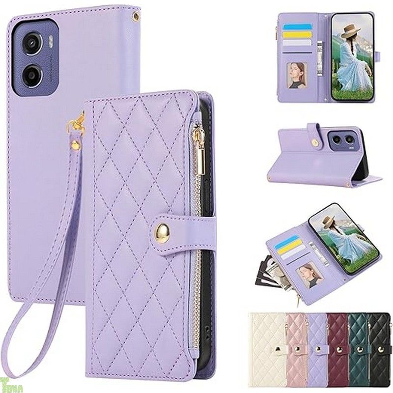 パープル Rosbtib Motorola Moto G05 ケース 手帳型 Moto g05 ケース 財布型 カバー モトローラG05ケース ファスナー型 小銭入れ 携帯カバー カード収納 SIMフリー対応