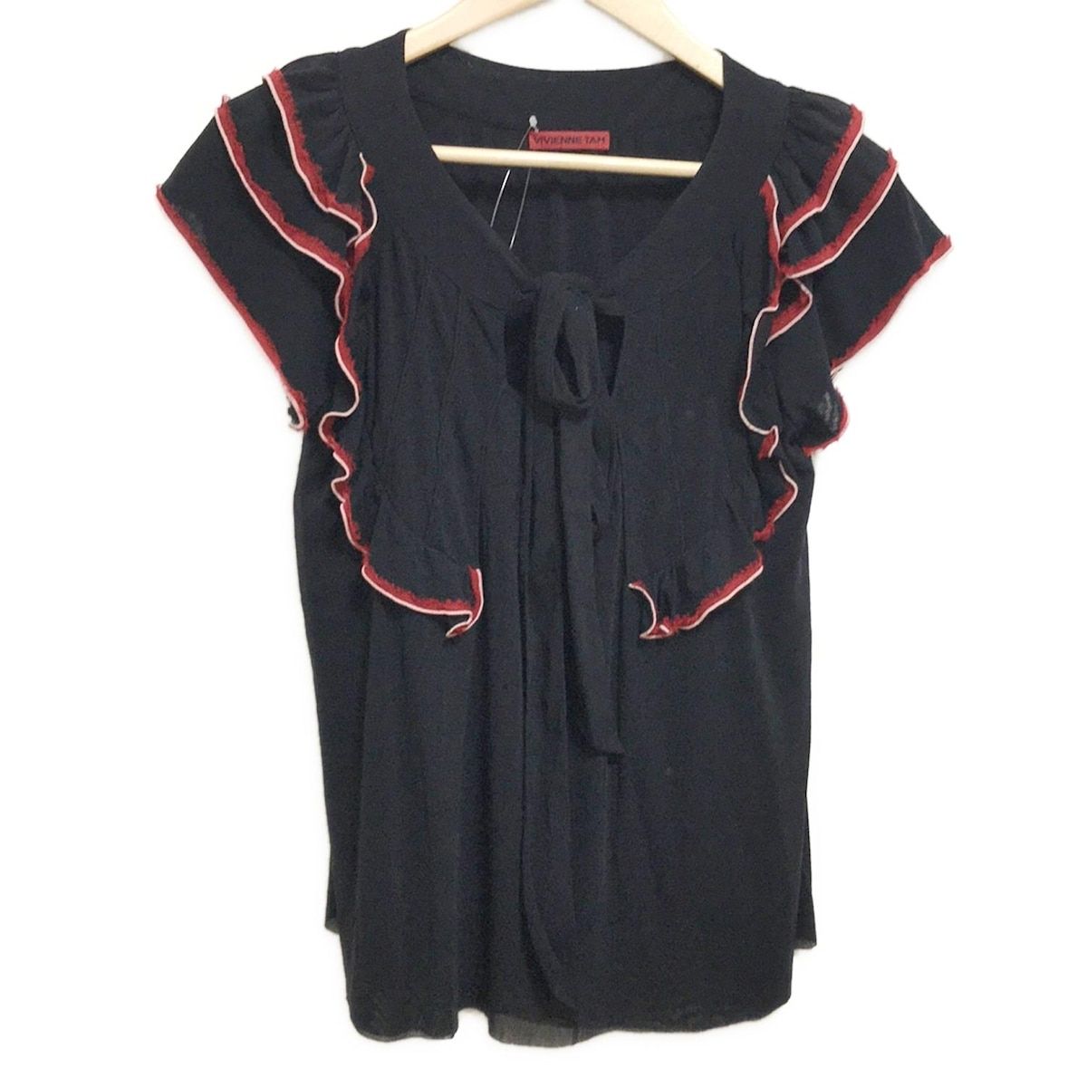 美品★VIVIENNE TAM ノースリーブ アジアンデザイン サイズ0 パワーネット 仏陀 ノースリーブチャイナカットソー 0 マルチ