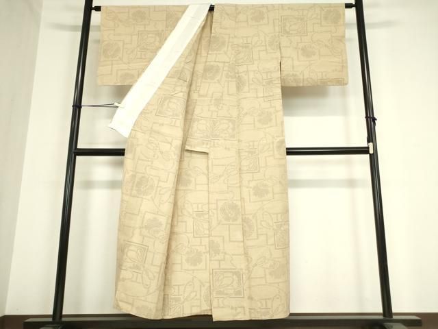 平和屋着物▽結城紬　単衣　雪輪紐文　80亀甲　正絹　逸品　DAAV5969az 平和屋着物▽結城紬 単衣 雪輪紐文 80亀甲 正絹 逸品 DAAV5969az 平和