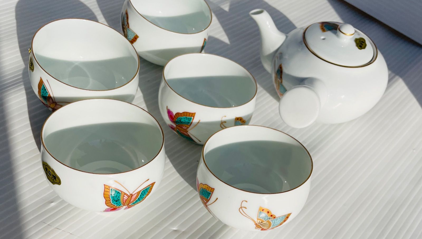 有田焼 源右衛門 湯呑＆急須 茶器5客セット 有田焼茶器 源右衛門窯