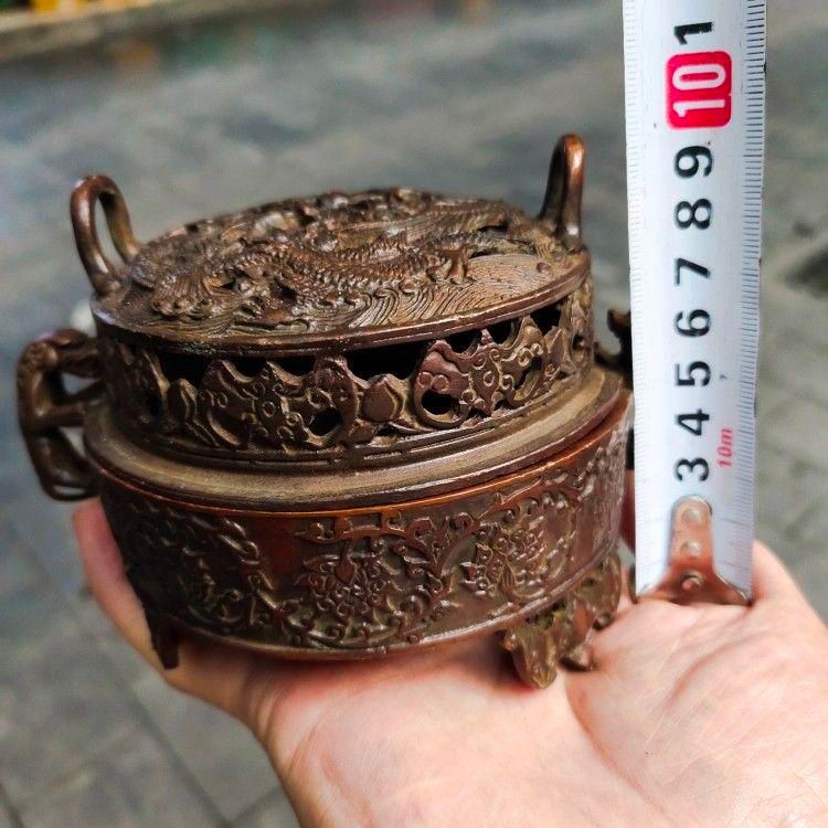 銅器 龍鳳盤香炉 薫香炉 香具 香道具 装飾品 工芸品 美術品 置物 銅製 龍鳳薫香炉 盤薫炉 香道具 装飾品 工芸品 美術品 置物