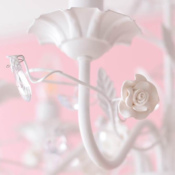 新品】LEDライト付・プリンセスホワイト 薔薇 シャンデリア 6灯