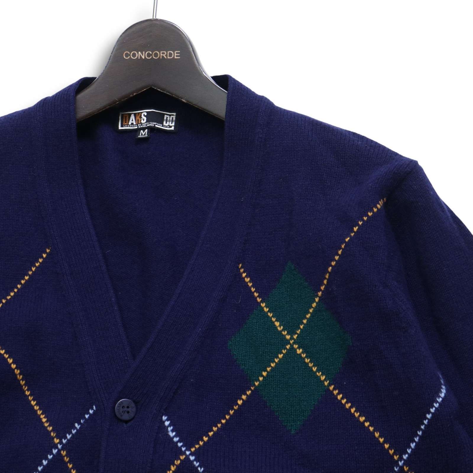 DAKS ダックス 秋冬 ウール100％☆ アーガイル ニット カーディガン Sz 