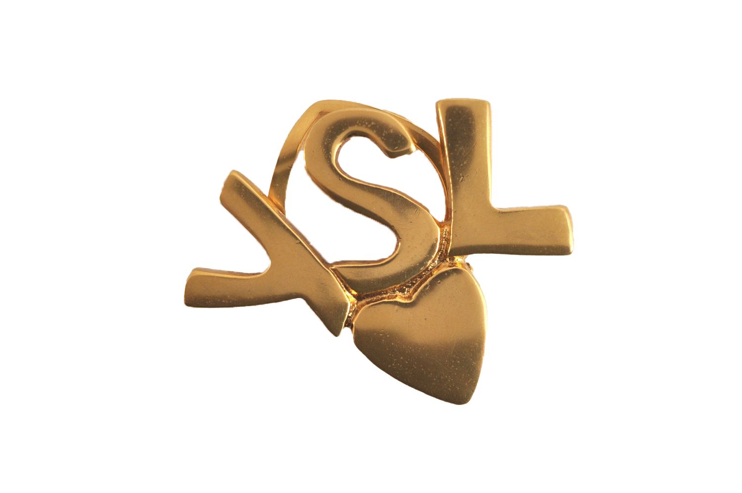 YVES SAINT LAURENT イヴサンローラン ロゴ クリップオン ブローチ ゴールド トーン 2720N