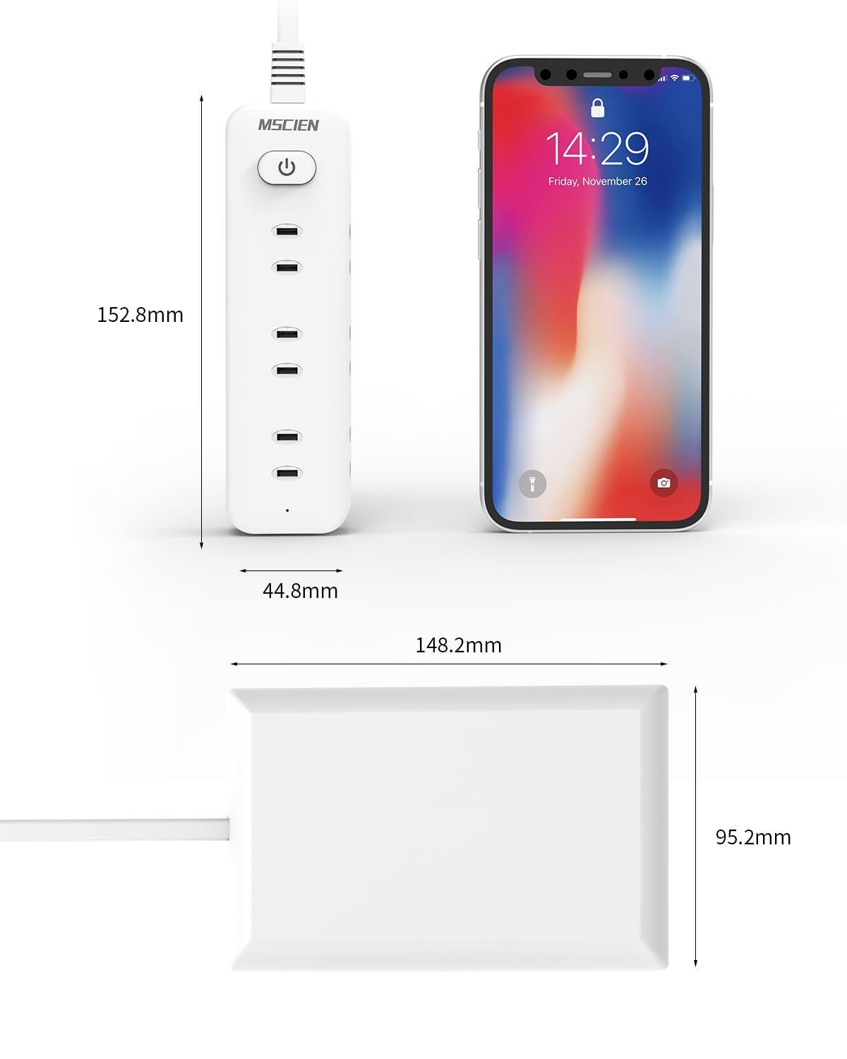 OAタップ 壁掛け テーブルタップ 分岐 タップ コンセント たこあしコンセント 9個口 雷ガード 2m 子供 延長コード ベビーガード コンセントガード 電源タップ 赤ちゃん おしゃれ コンセントカバー Mscien