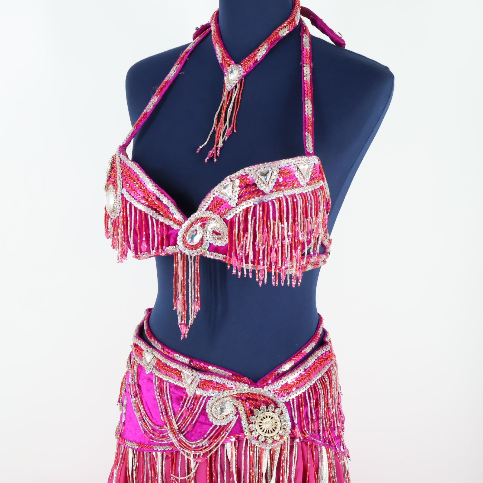 ベリーダンス 衣装 BELLA ピンク 美品 ベリーダンス衣装 Bella 黒