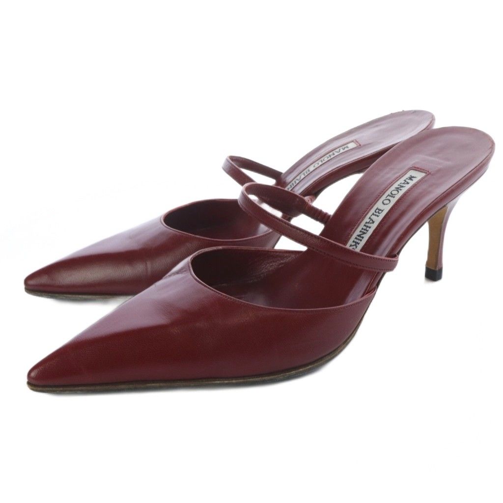 マノロブラニク MANOLO BLAHNIK レザー ポインテッドトゥ