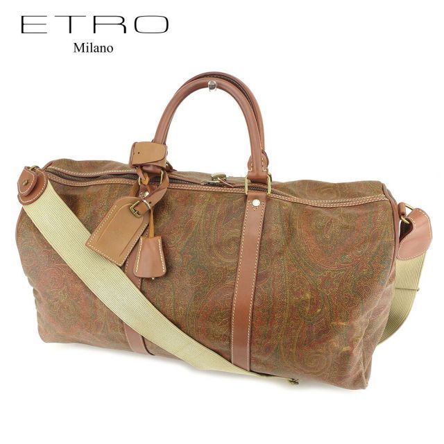 エトロ ボストンバッグ 旅行用バッグ ペイズリー ブラウン PVC×レザー ETRO  T7361S 