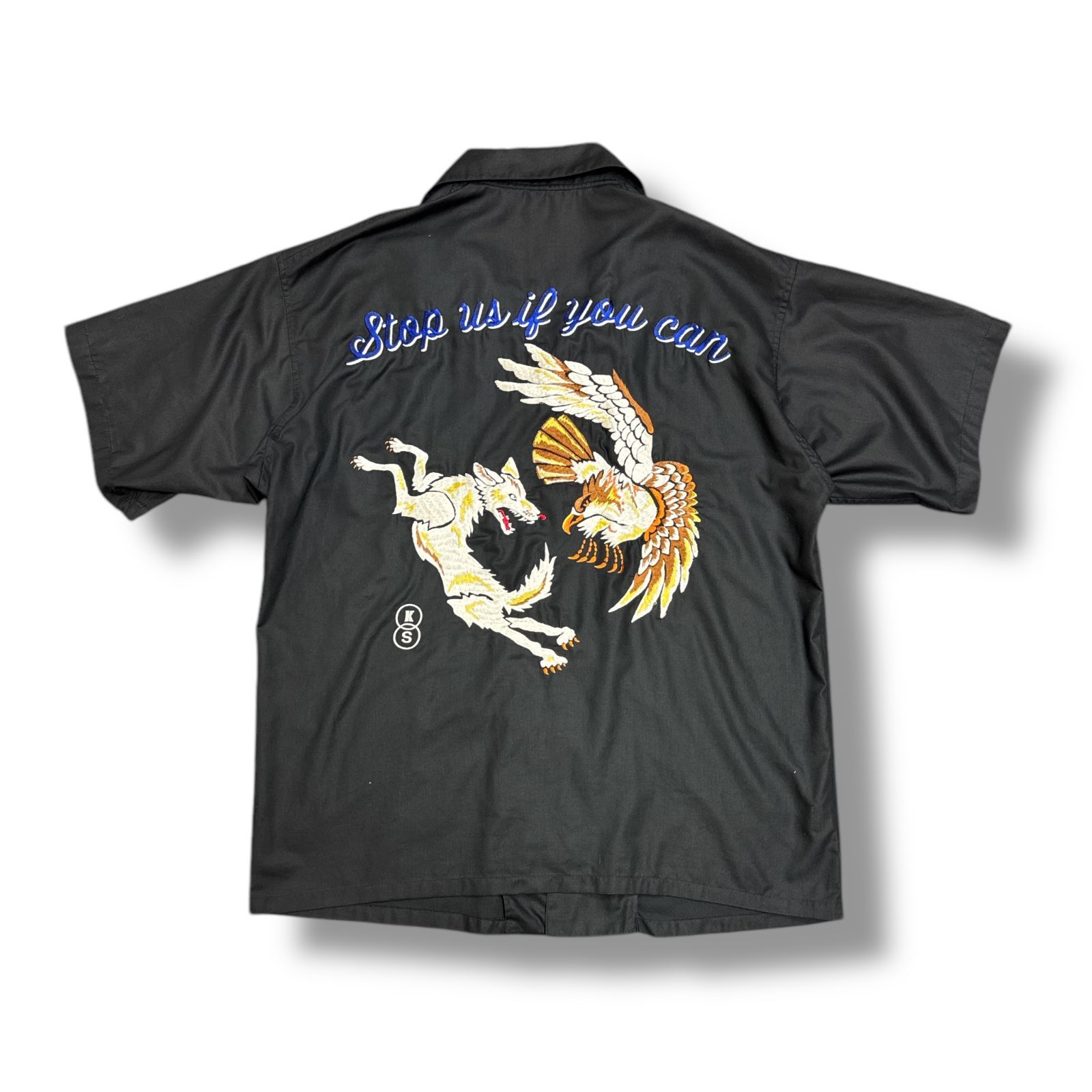 参考上代53900円 sulvam × KOZABURO 24SS EMBROIDERY SHIRT S|S エンブロイダリーシャツ 半袖 オープン シャツ サルバム コウザブロウ コラボ KS-B01-099 ブラック M 90942A7