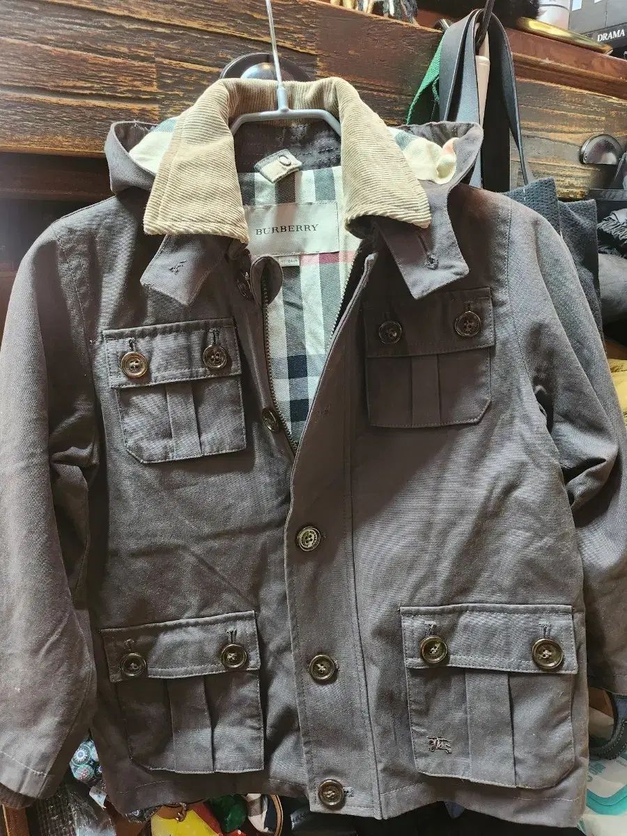 バーバリー キッズ ブラウン フード ジャケット