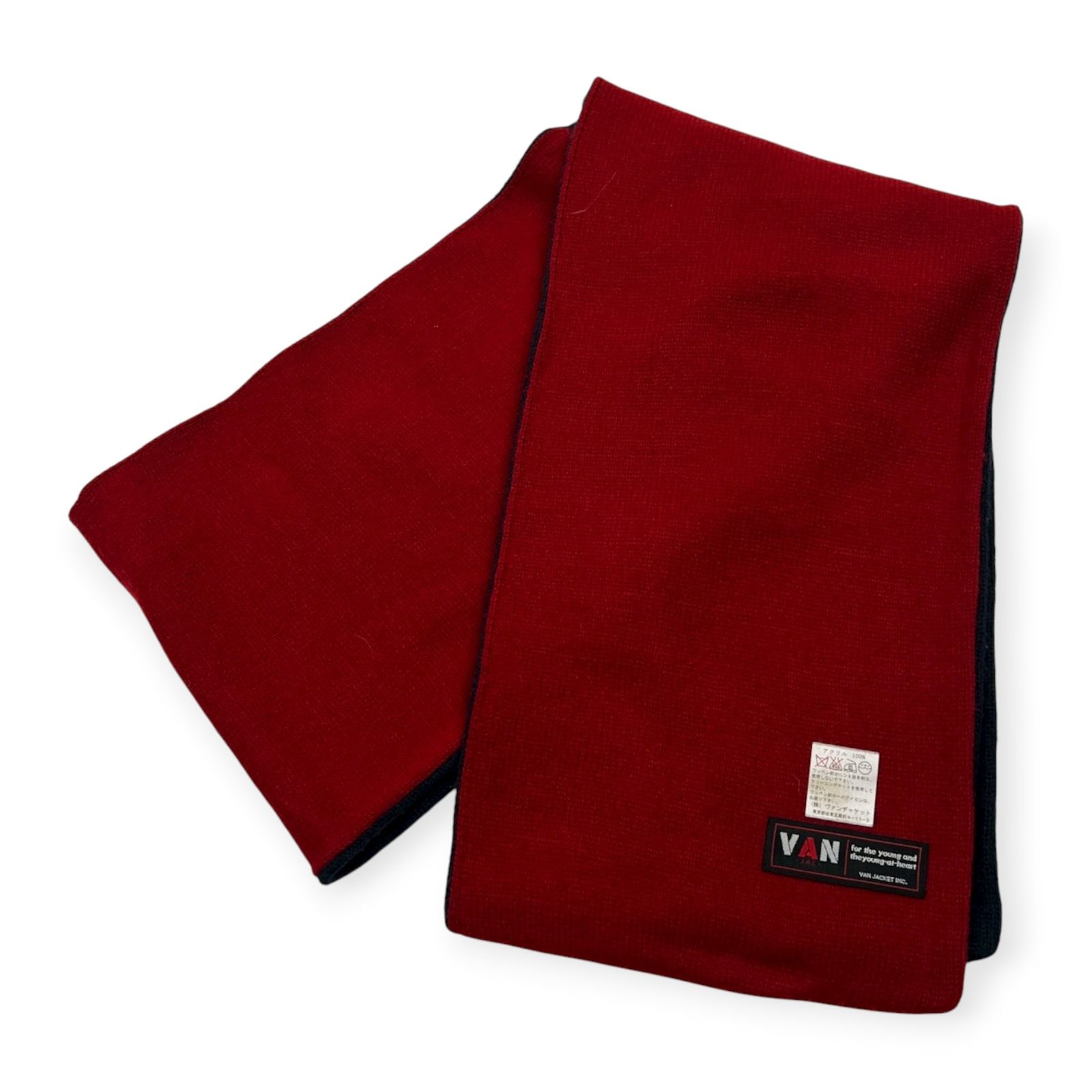 VAN JAC ヴァンヂャケット ワッペン付き スクール マフラー /レッド