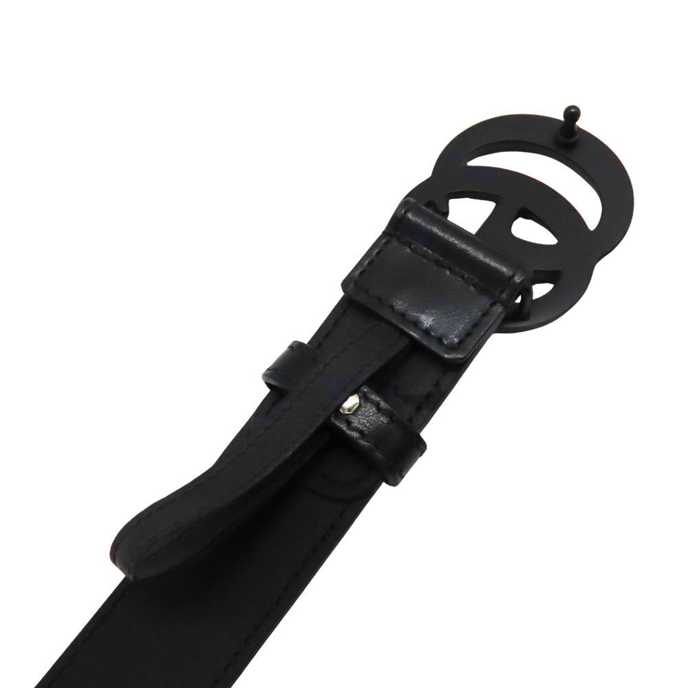 【極美品】GUCCI ベルト マーモント インターロッキング GG金具 黒 中古】 GUCCI グッチ 700341 GGマーモント インターロッキングG