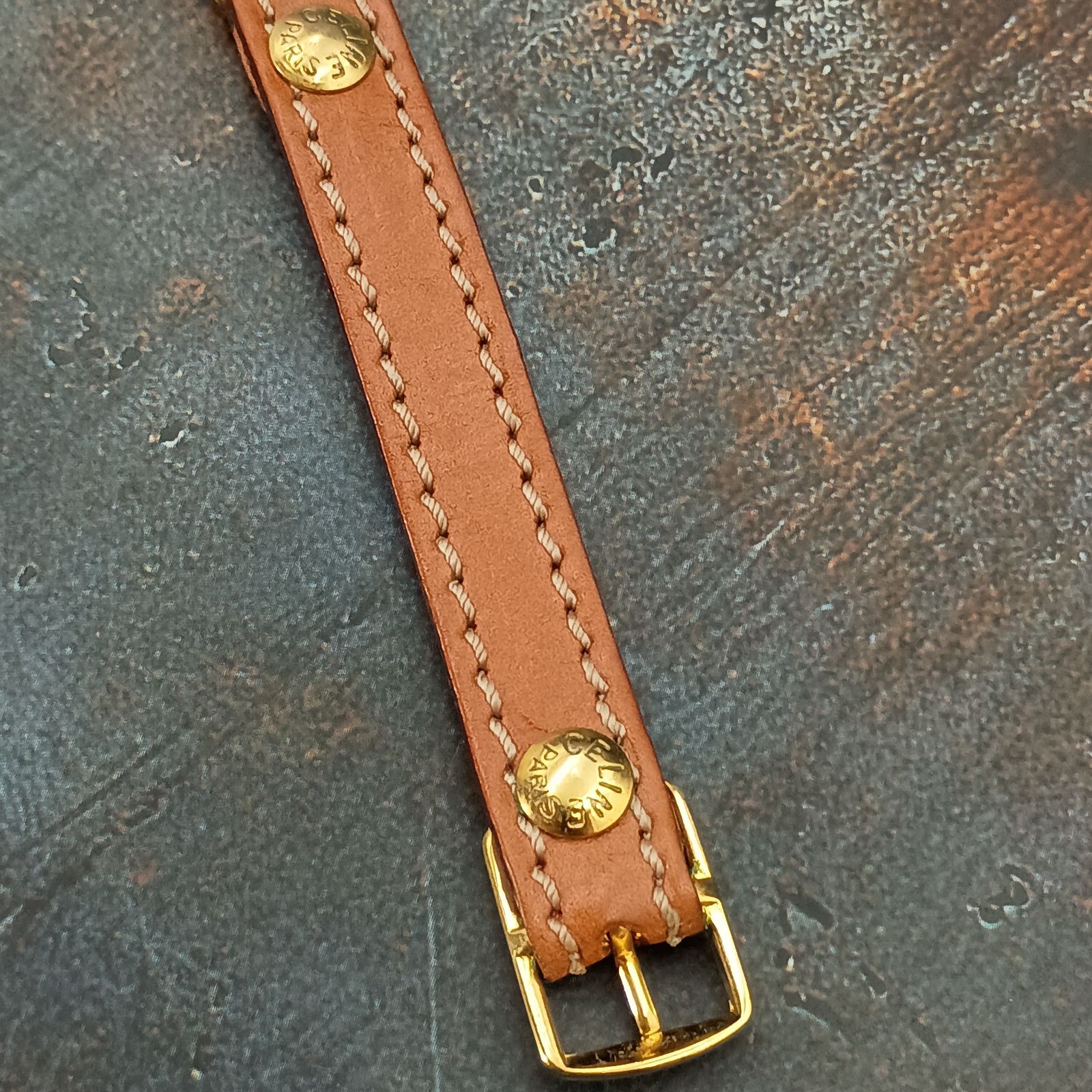 CELINE セリーヌ レザーブレスレット 馬車 ゴールド ヴィンテージ