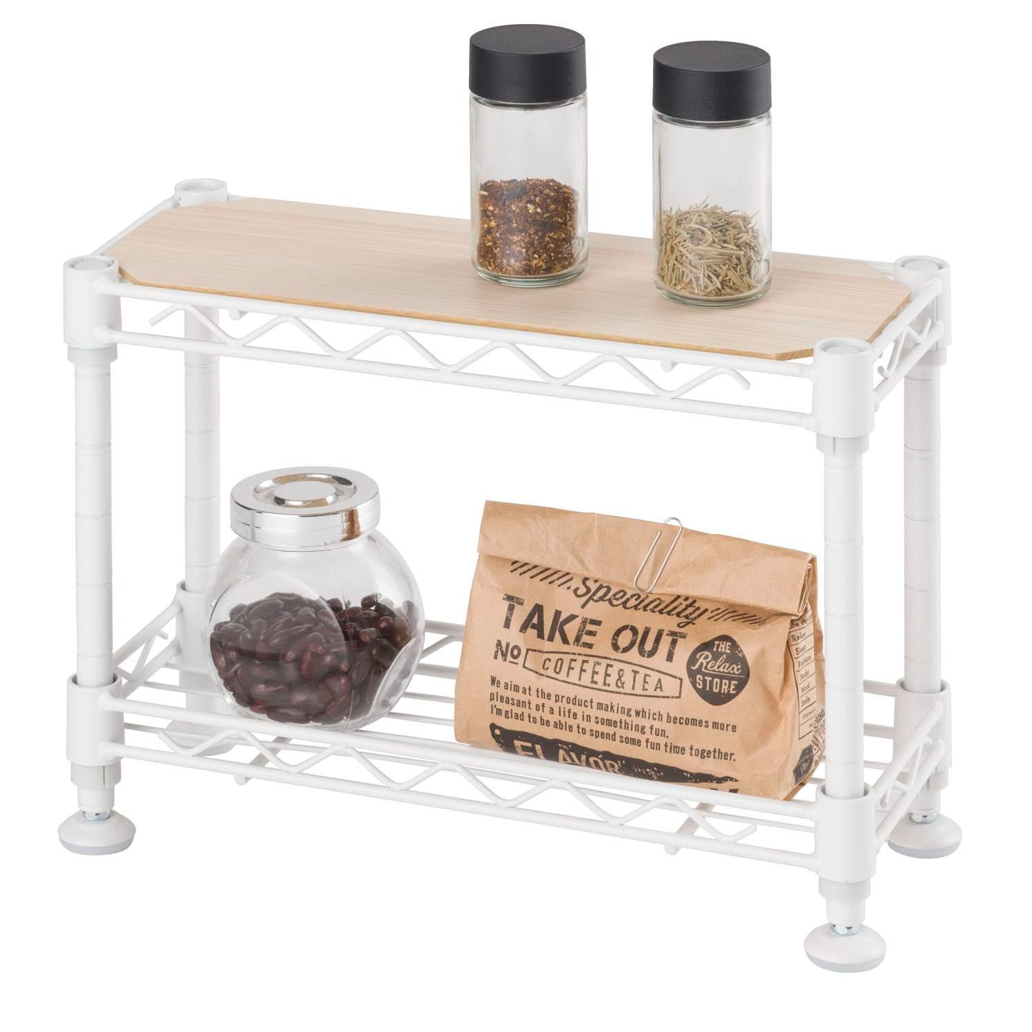 人気商品】卓上ミニラック 白 ホワイト スパイスラック 幅55x奥行13x高