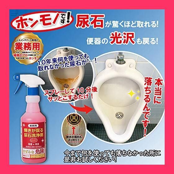 Lady Lazy 【業務用】尿石洗浄剤 輝きが戻る トイレ 尿石 黄ばみ用 鉄錆 酸性タイプ 大容量 500ml