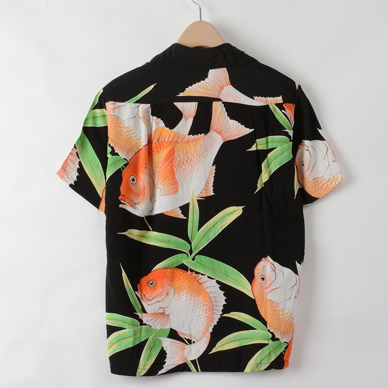 サンサーフ　真鯛 アロハ シャツ　タイ　ブラック　レーヨン　ＫＡＬＡＫＡＵＡ　黒 サンサーフ スペシャルエディション アロハシャツ KALAKAUA 真鯛