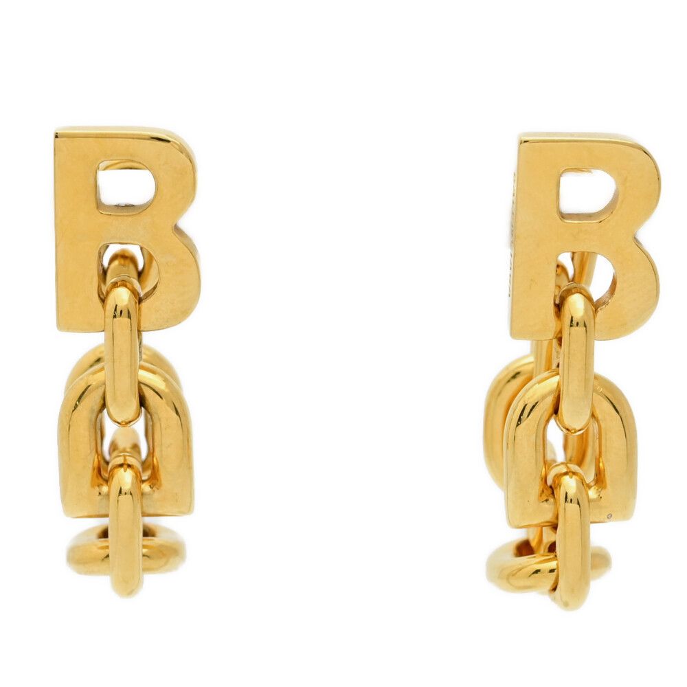 BALENCIAGA ロゴ入り金メッキピアス BALENCIAGA/バレンシアガ ロゴチェーン ピアス/合金/メッキ-19.0