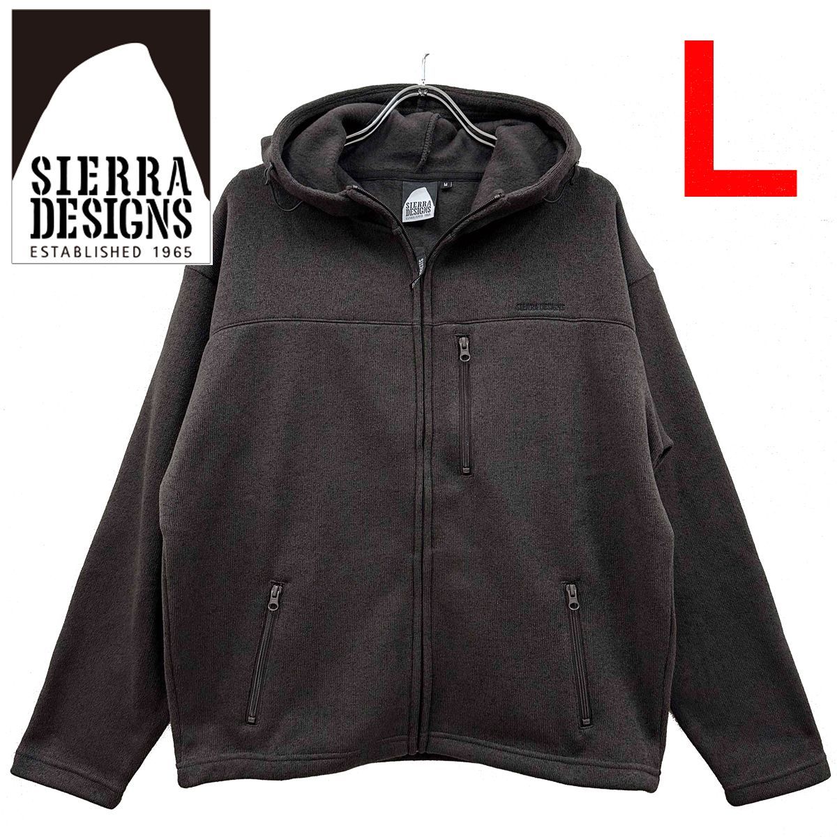 新品 L ★ SIERRA DESIGNS シェラデザイン メンズ フリース ニット ジップアップ ジャケット ブラック ブラウン パーカー フルジップ フーディー コストコ アメカジ アウトドア キャンプ マウンテン 黒 茶色 シエラデザイン