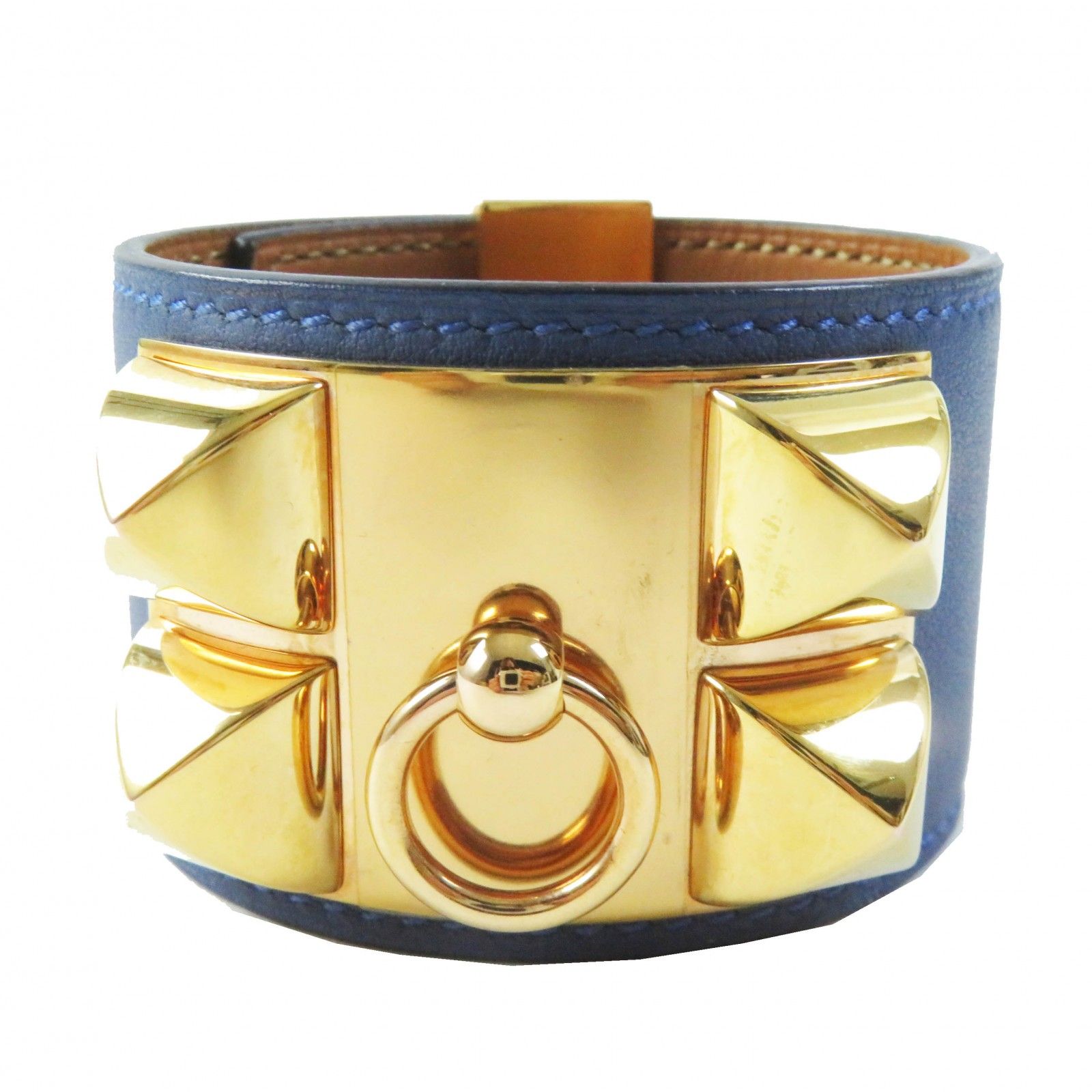 美品◎HERMES エルメス コリエドシアン レザー ゴールド金具 バングル 