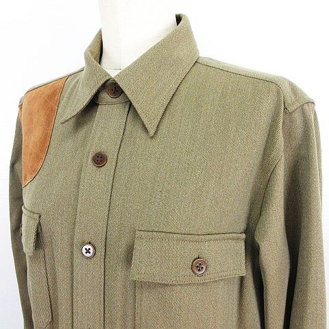 ★【美品】ラルフローレン シャツワンピース ミモレ丈 カシミア100％ カーキ ☆【美品】ラルフローレン シャツワンピース ミモレ丈 カシミア