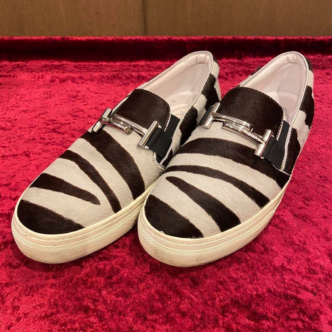 新品 TOD'S トッズ ゼブラ ハラコ レザー ローファー シューズ 革靴