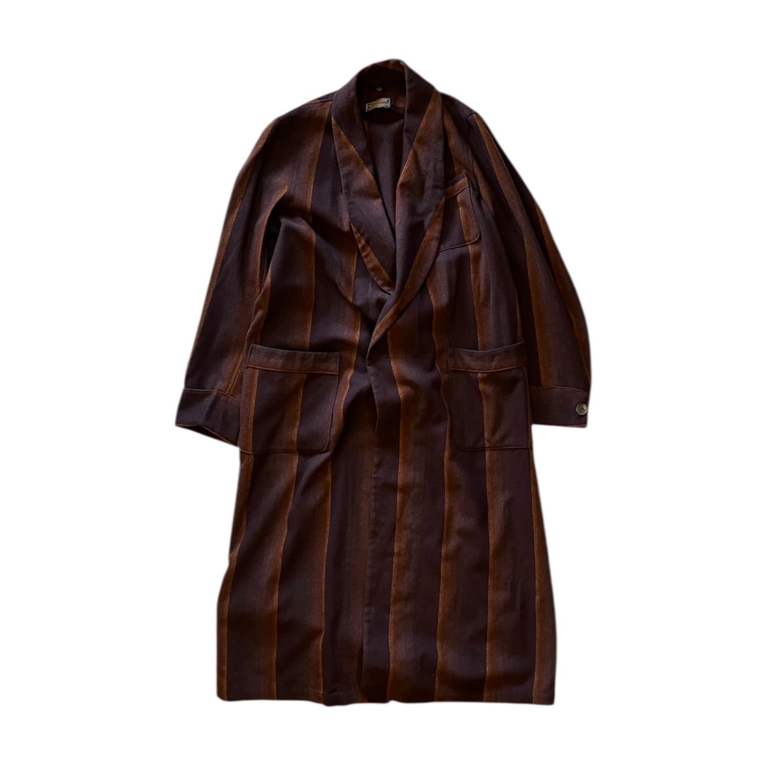 50s PENDLETON ガウン コート ウール ストライプ ショールカラー