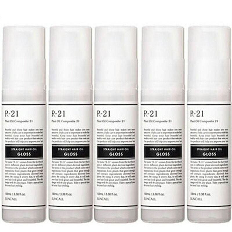 【最新作，定番】 サンコール R21 r-21 ストレート ヘアオイル グロス 100mL ×5個 セット 髪 オイル うねり ツヤ出し まとまり 濡れ髪 スタイリングオイル 洗い流さないトリートメント サロン専売品 美容室専売 ヘアオイル