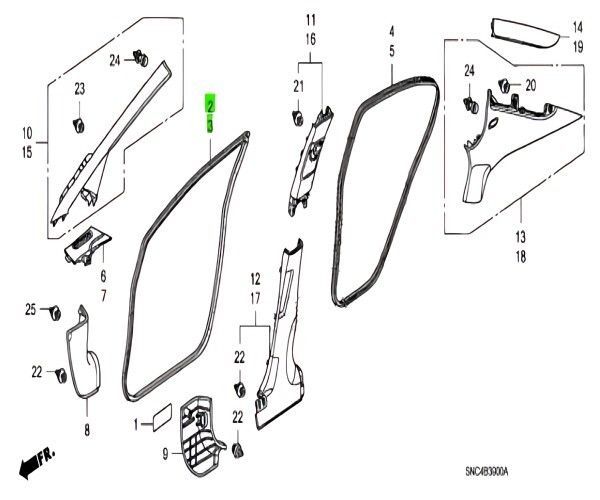 ホンダ 純正 シビック フロントドア オープニングシール 左 HONDA