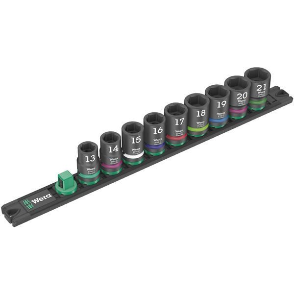 WERA ヴェラ 差込角1|2SQ 収納レール付き 9点組 ヘックスソケットレンチセット HEX13-21mm 005490 工具 ツール DIY 作業工具
