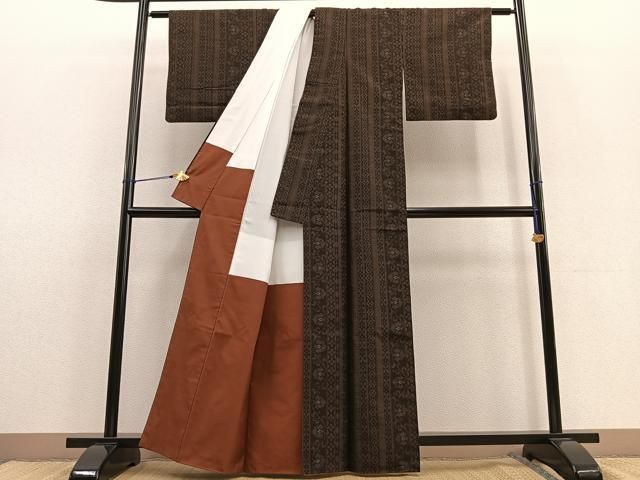 平和屋着物○上質な紬 花唐草間道 正絹 逸品 BAAU0171gt - メルカリ