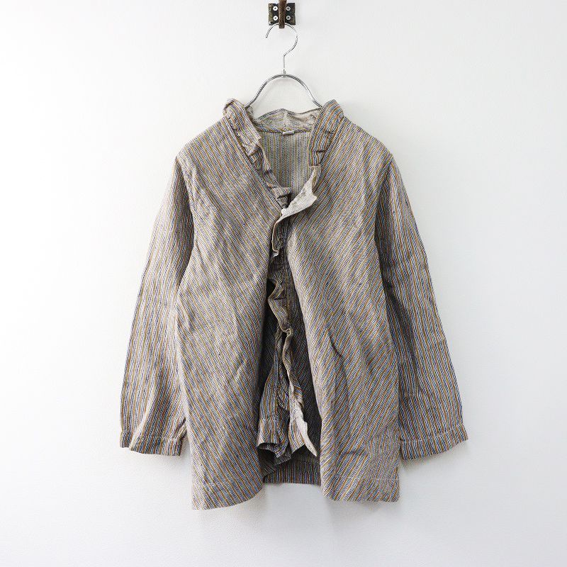 45rpmリネンツイルのカシュクール サイズ3 カーキ ブラウス フリル