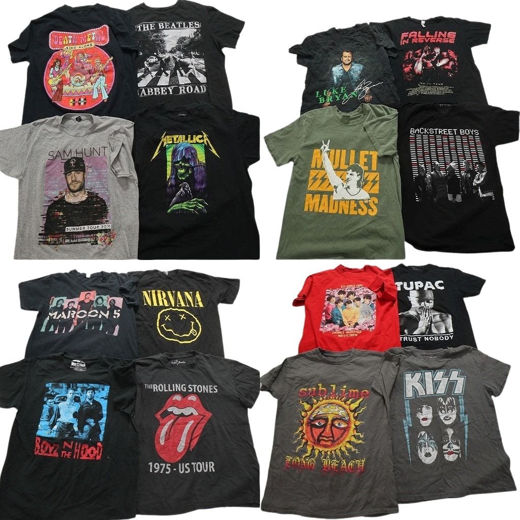 古着卸 まとめ売り 音楽・バンド 半袖Tシャツ 15枚セット (メンズ M  