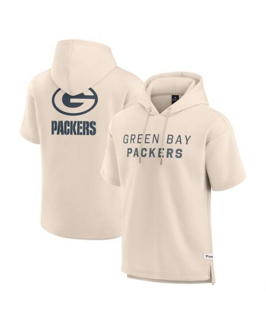 【送料無料】 ファナティクス メンズ パーカー・スウェット アウター Men's Cream Green Bay Packers Elements Future Ground Lettering Short Sleeve Pullover Hoodie Cre