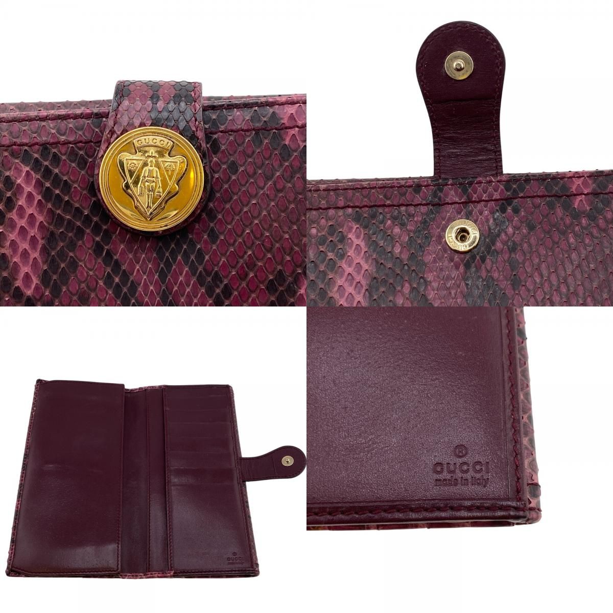 GUCCIグッチ 190350 Wホック パイソン クレスト 長財布 財布 