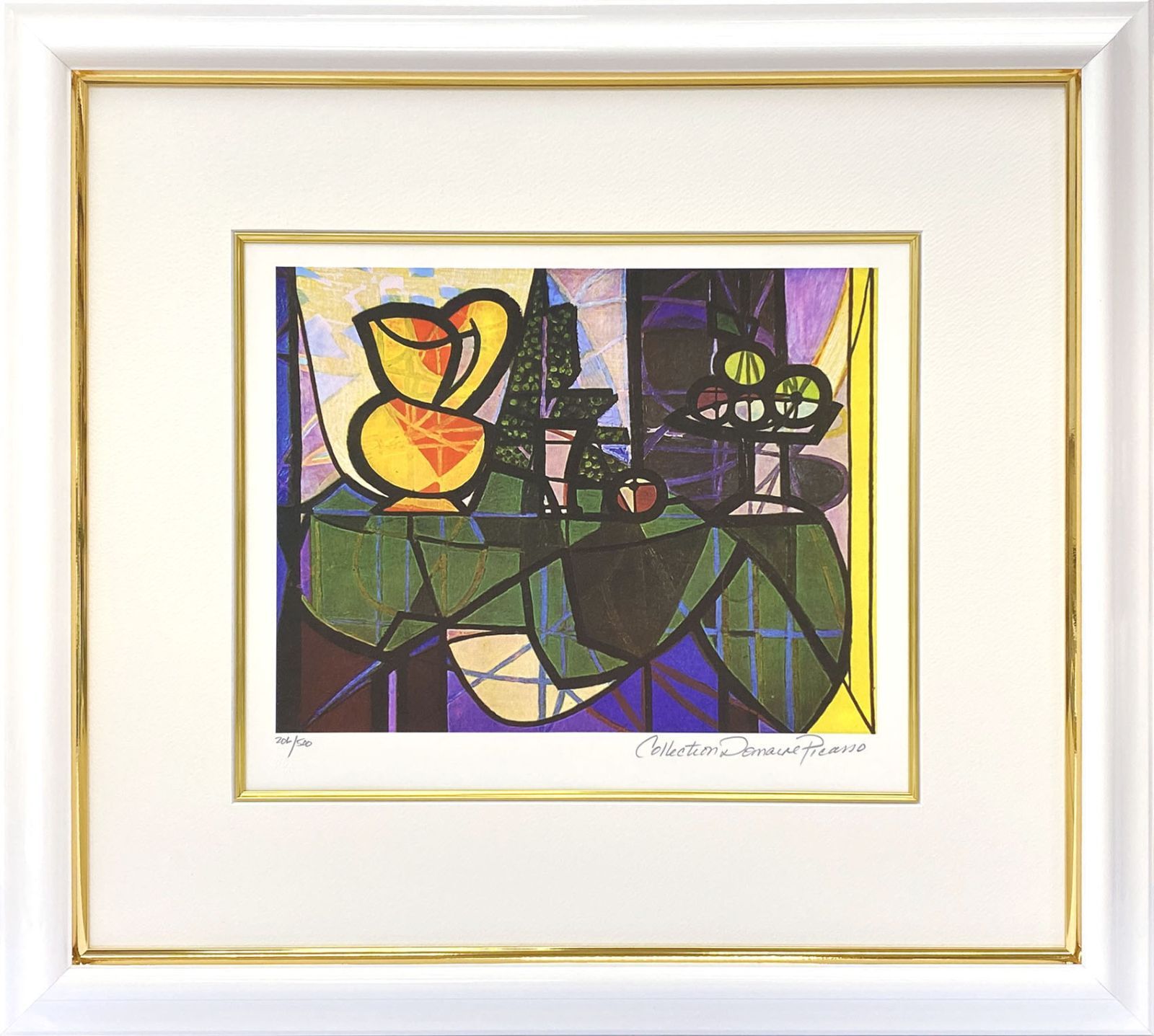ピカソ　額付　詳細不明　USED パブロ ピカソ「水差しと果物鉢」作品証明書 展示用フック 限定
