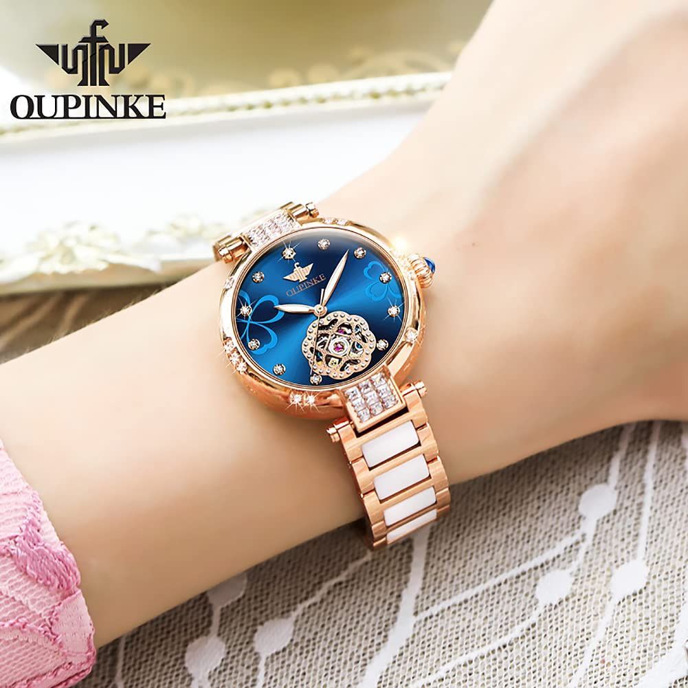 色: ブルー】OUPINKE レデイース腕時計 自動巻き機械式 うで時計 高級 Shining shop メルカリ