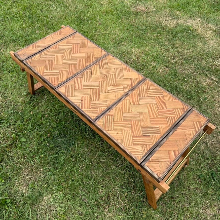 IGTテーブル 折りたたみローテーブル ヘリンボーン天板 チーク色 IGTテーブル 折りたたみローテーブル ヘリンボーン天板 チーク色