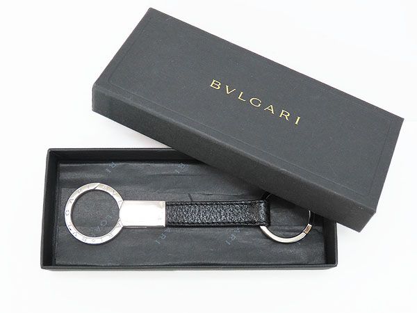 ほぼ新品】ブルガリ BVLGARI ブルガリブルガリ マン キーリング キーホルダー チャーム シルバー ブラック レザー - メルカリ